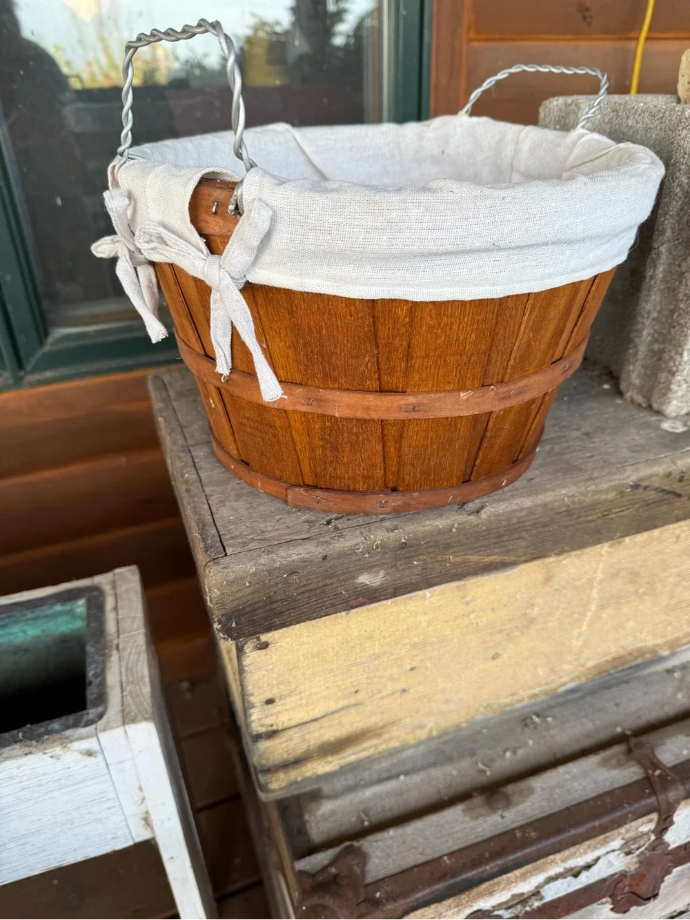 Wooden lined basket